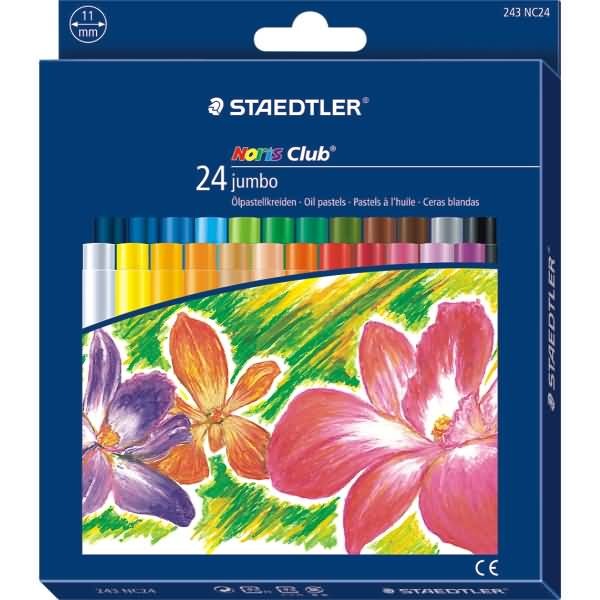 Actual product image Staedtler Noris jumbo 243 oil pastel crayon cardboard box with 24 pieces, assorted (Sorted, 24 x)