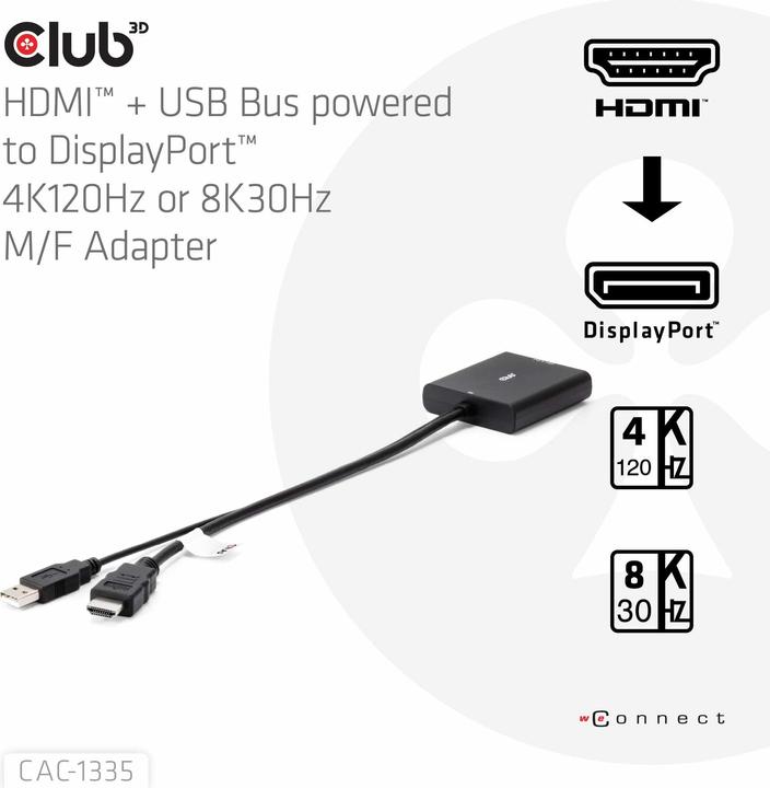 Produktbild Club 3D HDMI + Micro USB zu (DP, 0.72 cm)