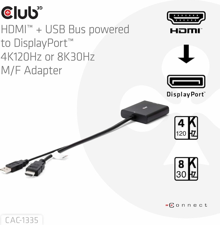 Image du produit Club 3D HDMI + Micro USB zu (DP, 0.72 cm)