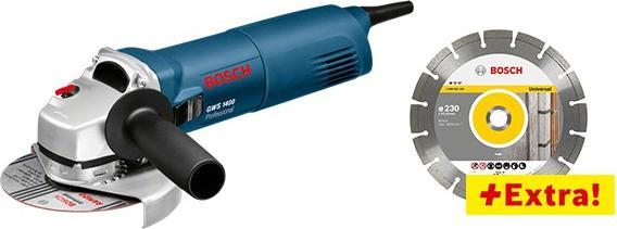 Produktbild Bosch Professional Winkelschleifer GWS 1400 und 1 x Diamanttrennscheibe in Handwerkerkoffer