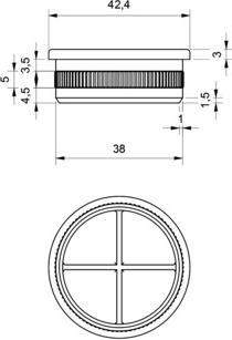 Actual product image Werkstarck Endkappe flach, hohl,für Rohr ø42.4x2mm (Stainless steel A2)
