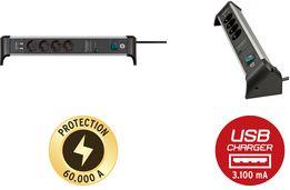 Image du produit Brennenstuhl ALU-Office-Line 4x, USB 3.1A *DE* 60kA/o.filtre - 1,8m H05VV-F3G1,5 (4x, CEE 7/3, 1.80 m)