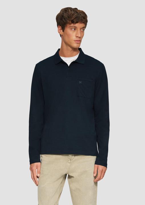 Produktbild s.Oliver Polo-Shirt Softes Langarm-Poloshirt mit Brusttasche (S)