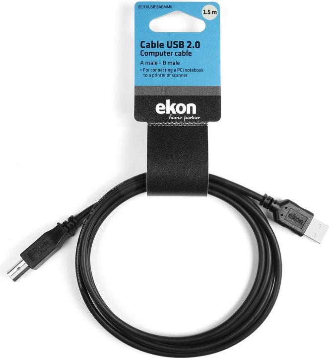 Produktbild Ekon Type A and Type B USB cable (1.50 m, USB 2.0)