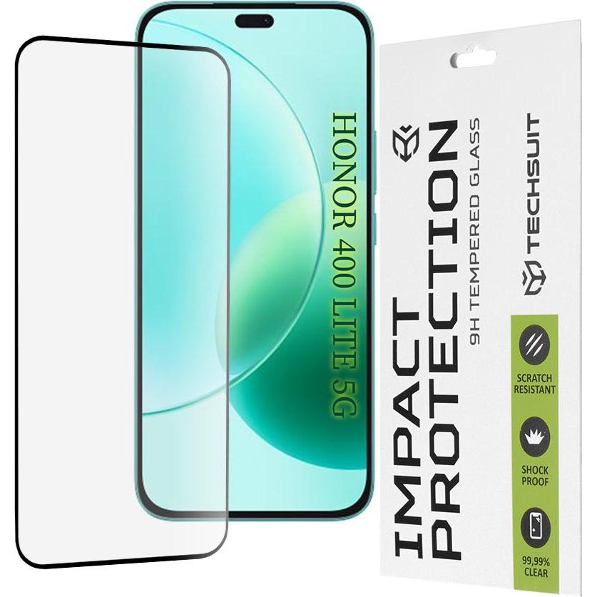 Techsuit - 111D Full Cover / Full Glue Glass - Honor 400 Lite - Black (1 pz., Honor X8, Honor X8b), Pellicola protettiva smartphone, Nero