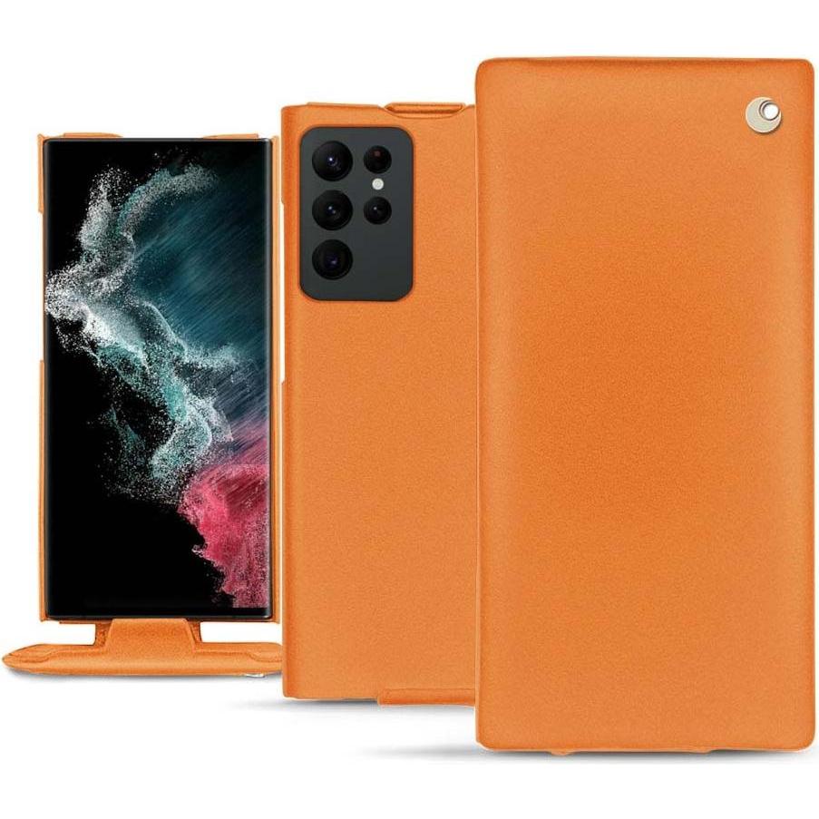 Noreve Lederschutzhülle vertikal (Samsung Galaxy S22 Ultra), Smartphone Hülle, Orange
