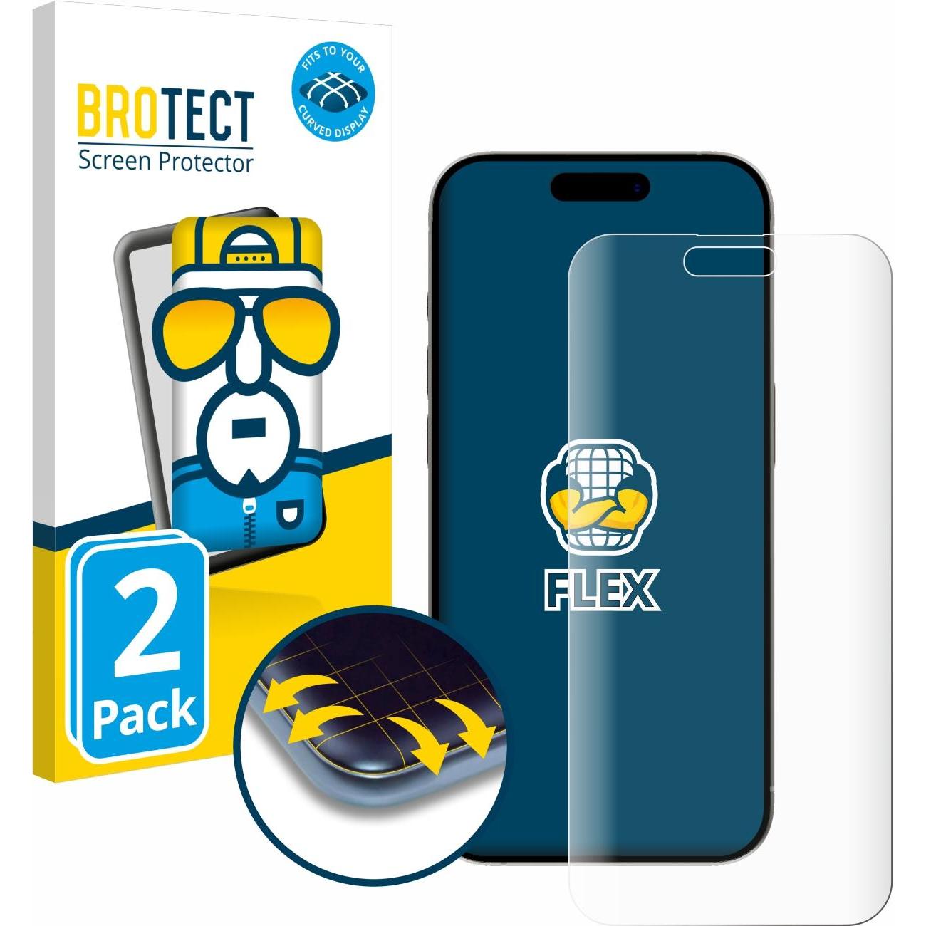 BROTECT Full-Cover Displayschutz (2 Stück, Apple iPhone 15 Pro Max), Smartphone Schutzfolie, Transparent