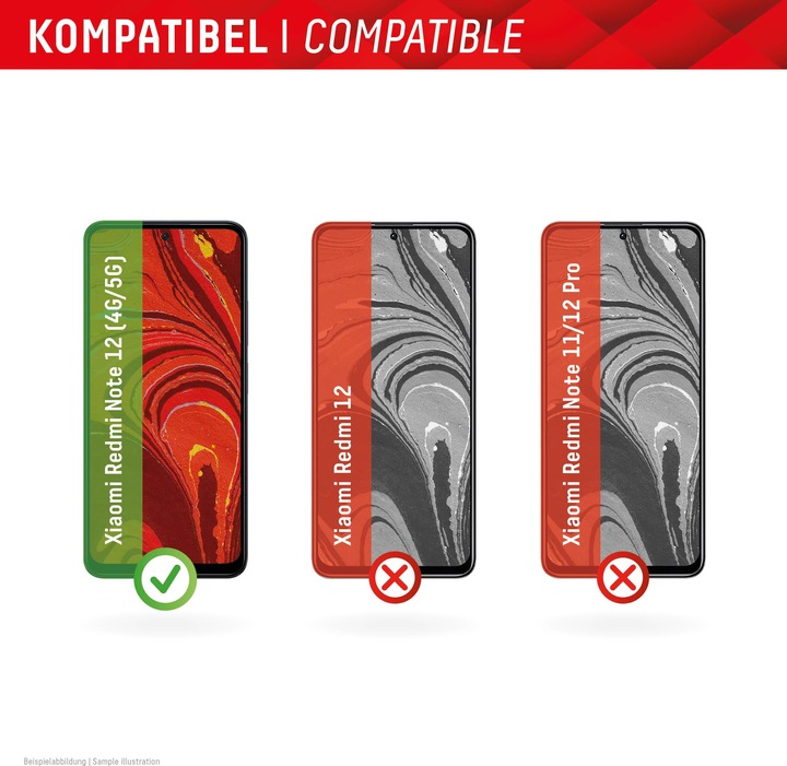 Actual product image Displex Real Glass, Full Cover Panzerglas (1 Piece, Xiaomi Redmi Note 12)