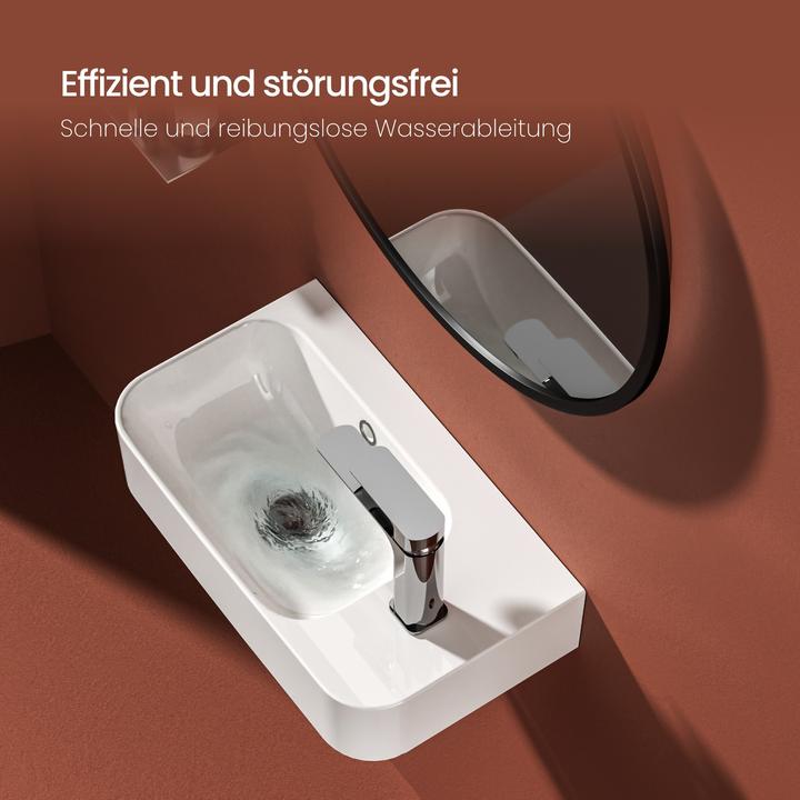 Produktbild Emke Wandwaschbecken 450 x 265 x 156 mm, Rechteckig, Keramik, Hahnloch rechts, Weiss glänzend (265 mm, 450 mm)