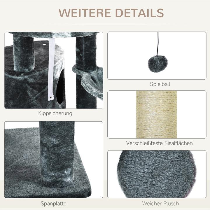 Image du produit PawHut Arbre à chat avec grotte (260 cm, Gris foncé)