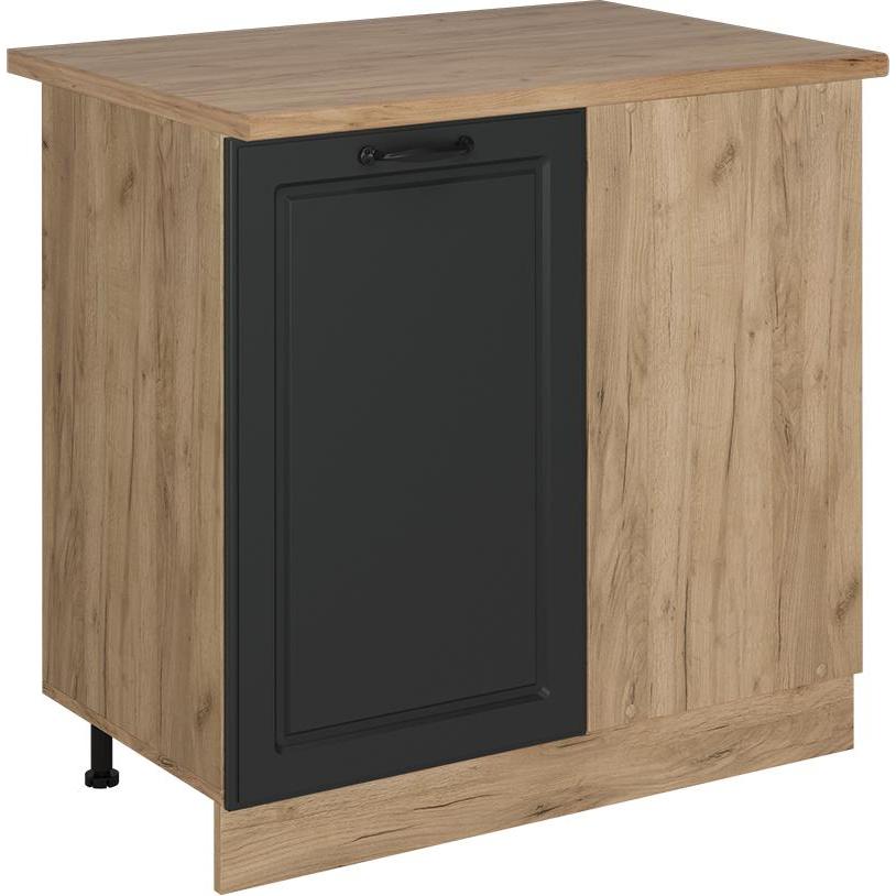 Vicco, Regal, Eckunterschrank R-Line, Anthrazit Landhaus/Goldkraft Eiche, 86 cm, AP Eiche