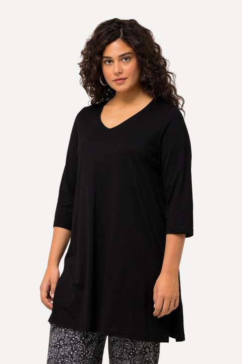 Immagine prodotto Ulla Popken Maglia lunga con scollo a V, maniche a 3/4 e taglio svasato (68)
