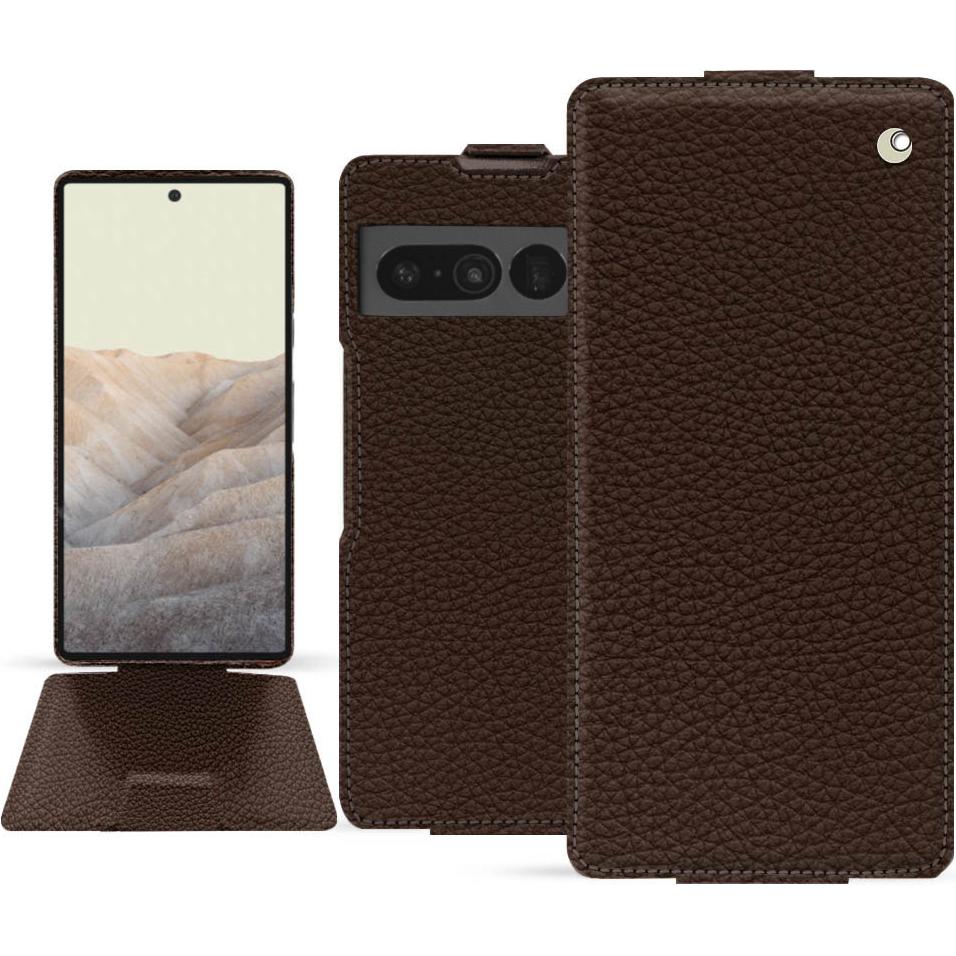 Noreve Lederschutzhülle vertikal (Google Pixel 7 Pro), Smartphone Hülle, Braun