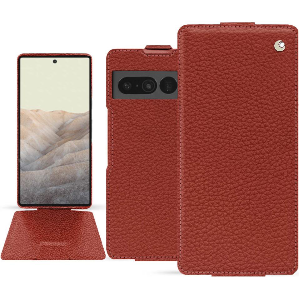 Noreve Lederschutzhülle vertikal (Google Pixel 7 Pro), Smartphone Hülle, Orange