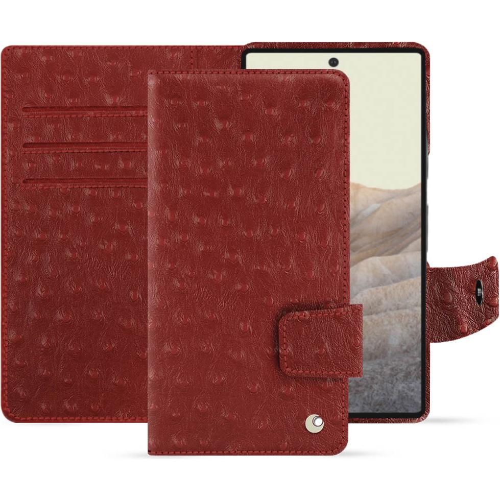 Noreve Lederschutzhülle Wallet (Google Pixel 7 Pro), Smartphone Hülle, Rot