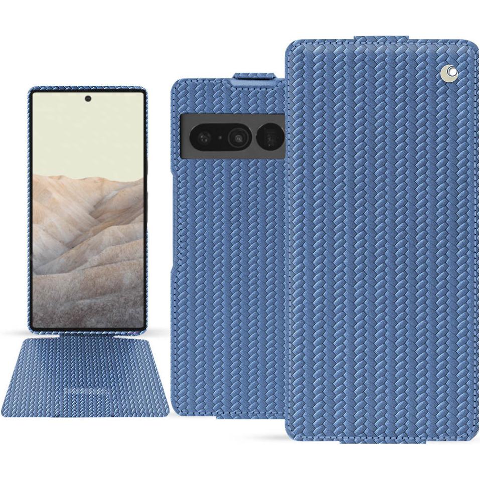 Noreve Lederschutzhülle vertikal (Google Pixel 7 Pro), Smartphone Hülle, Blau