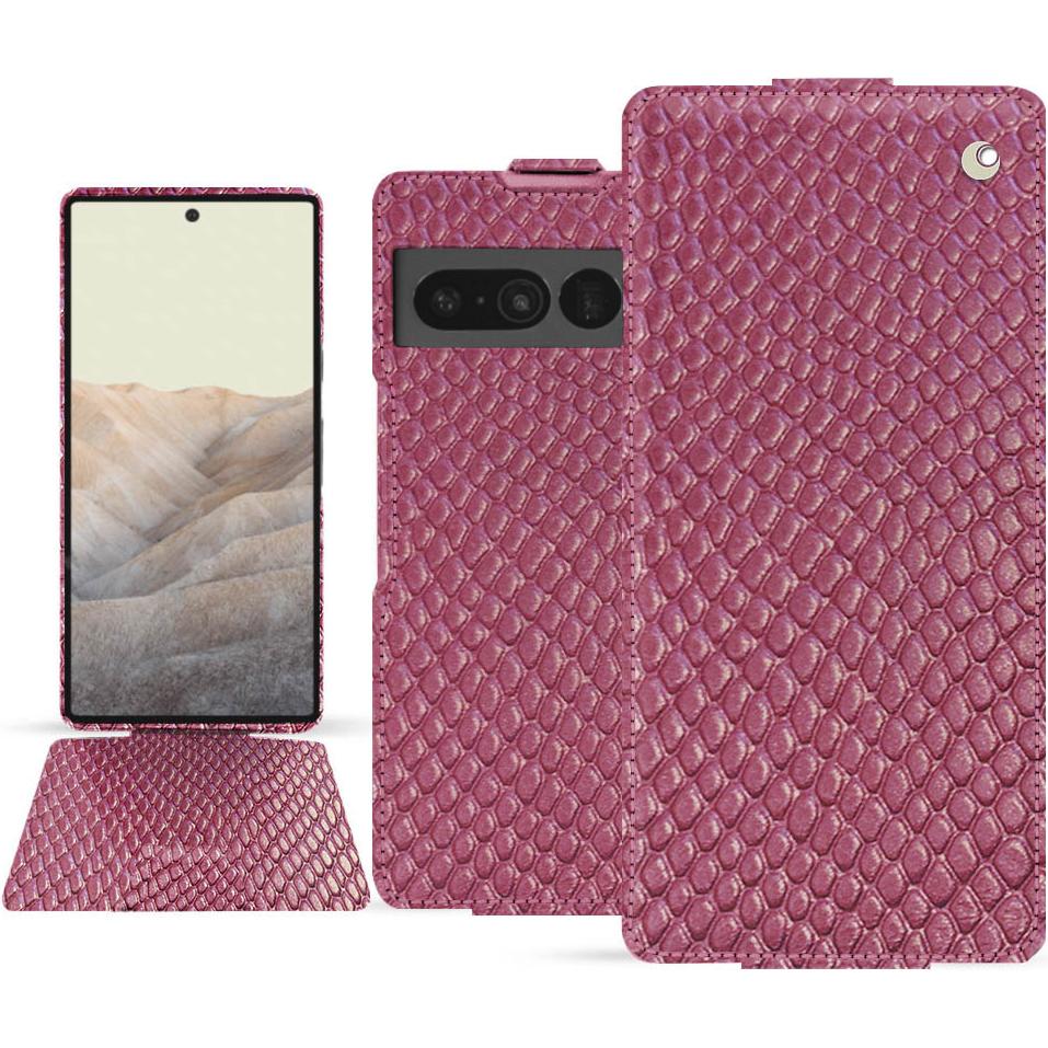 Noreve Lederschutzhülle vertikal (Google Pixel 7 Pro), Smartphone Hülle, Rosa