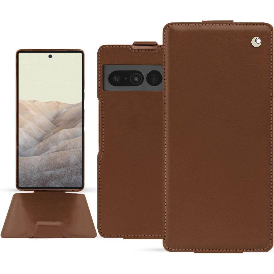 Noreve Lederschutzhülle vertikal (Google Pixel 7 Pro), Smartphone Hülle, Braun