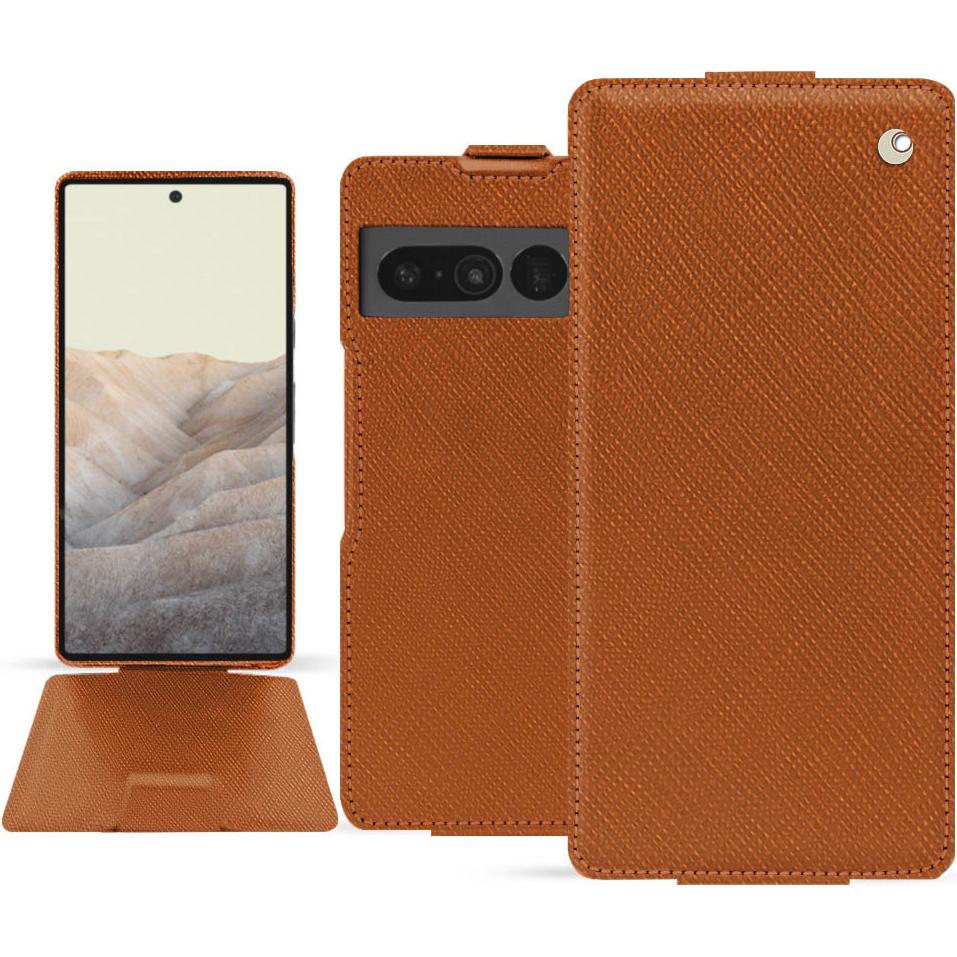 Thumbnail - Noreve Lederschutzhülle vertikal (Google Pixel 7 Pro), Smartphone Hülle, Orange