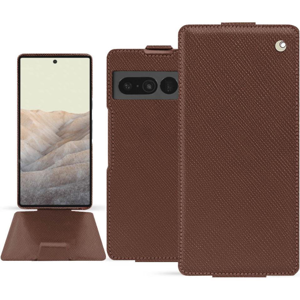 Noreve Lederschutzhülle vertikal (Google Pixel 7 Pro), Smartphone Hülle, Braun