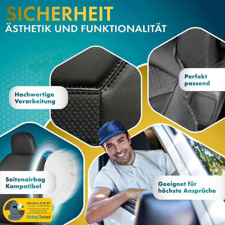 Produktbild Walser Premium Autositzbezug für Iveco Daily V 2011-02/2014, 2 Einzelsitzbezüge vorne