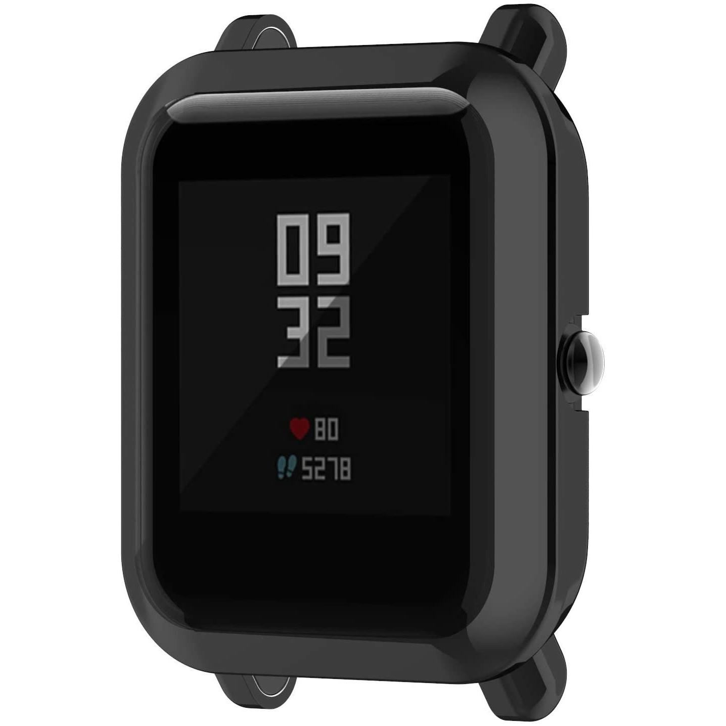 Strap-it TPU-Hülle (Silikon, Amazfit Bip), Uhrenarmband, Schwarz