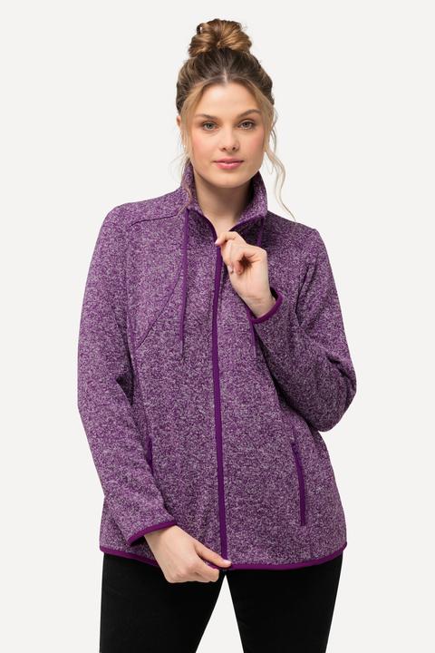 Image du produit Ulla Popken Veste en maille polaire, motif losantes, col montant et poches zippées (62)