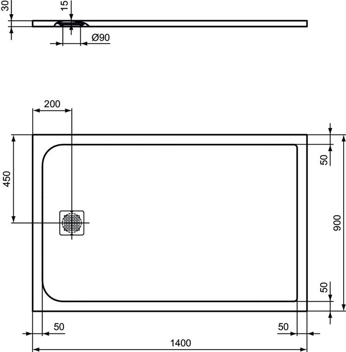 Actual product image Ideal Standard Standard Ultra Flat Solid douchevloer rechthoekig 140x90 cm, zwart