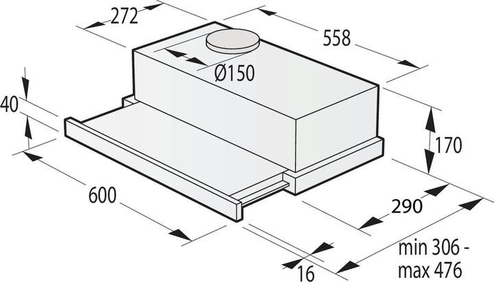 Actual product image Gorenje TH62E3X Dunstabzugshaube Eingebaut Edelstahl ³/h C (Flat-screen hood)