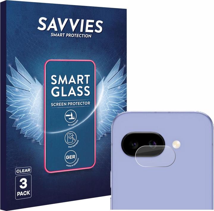 Produktbild Savvies Panzer Schutzglas für Google Pixel 9a (NUR Kameraschutz) Schutzfolie Displayschutz Display Schutz (3 Stk., Google Pixel 9a)