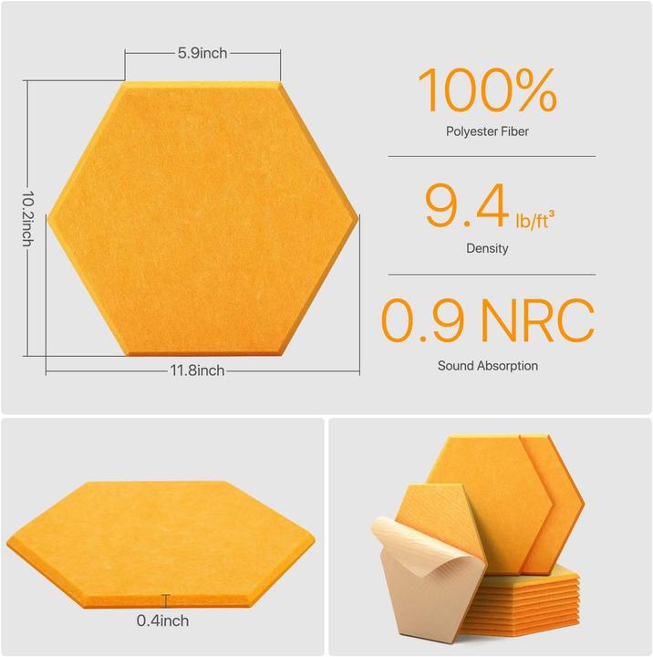 Actual product image Kuchoow Hexagon Acoustic Panels Self-adhesive