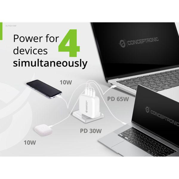 Produktbild Conceptronic Ladegerät 4Port 100W,3xUSB-C,3-in-1 USB-A PD ws (100 W, 4 Ports)
