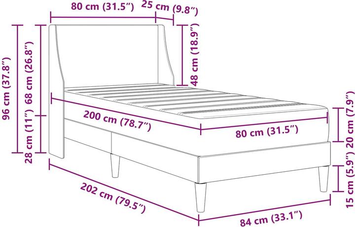 Produktbild vidaXL Modernes Bett (80 x 200 cm)