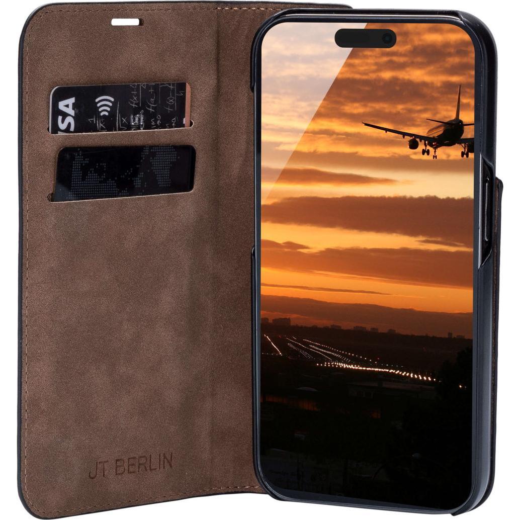 Thumbnail - JT Berlin iPhone 15 - Tegel Flip Case cognac (Apple iPhone 15), Smartphone Hülle, Braun
