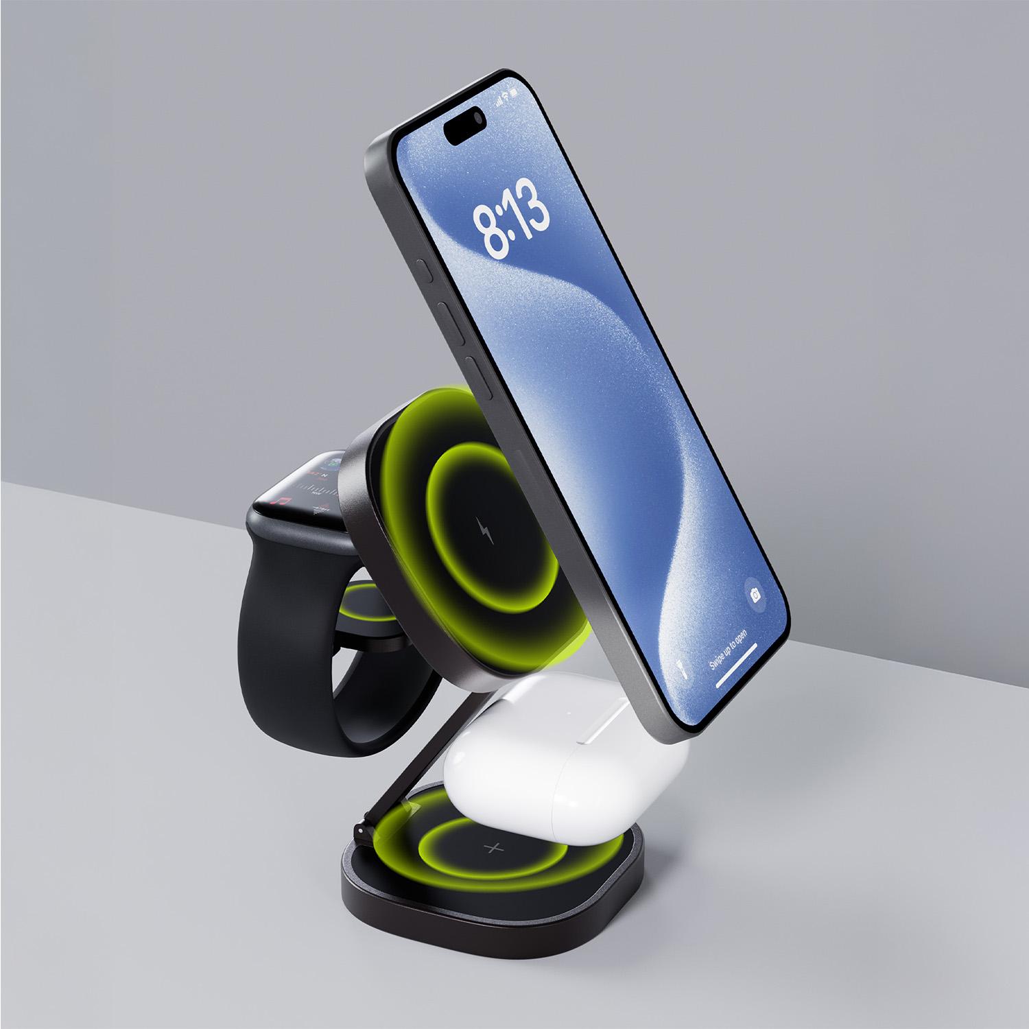 Thumbnail - Allity AWC-220-25WMS wireless charger 25W graphite 3in1 (25 W), Wireless Charger, Grau