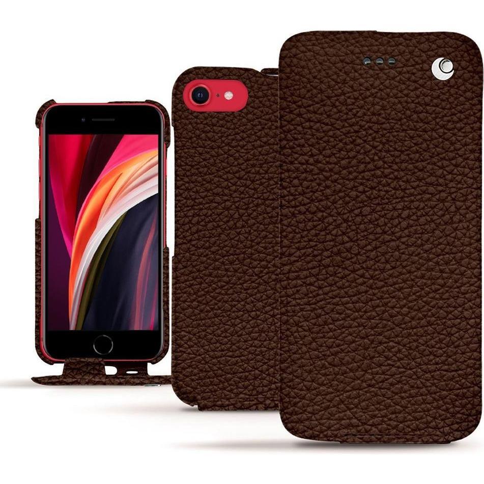 Noreve Lederschutzhülle vertikal (Apple iPhone SE (2nd Gen), Apple iPhone SE (3rd Gen)), Smartphone Hülle, Braun