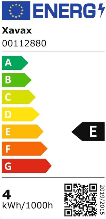 Energy Label Xavax LED filament, E27, 470lm replaces 40W, globe lamp G80, matt, warm white (E27, 470 lm, 1x)