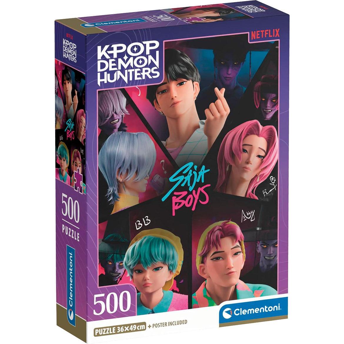 Clementoni Puzzle 500pz KPop Demon Hunters Saja Boys con Poster (500 pezzi)
