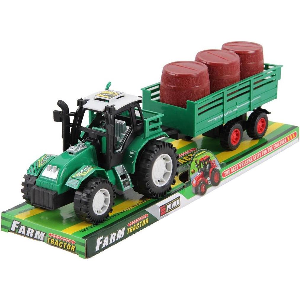 Trifox Traktor mit Anhänger und Fässern