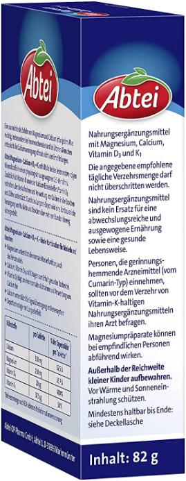 Immagine prodotto Abtei Magnesio+Calcio+D3+K Tabl (42 pz., Pillole, 500 g)