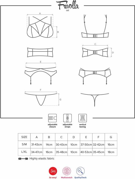Produktbild Obsessive Cobra Nive Lingerie Set - Black (XL)
