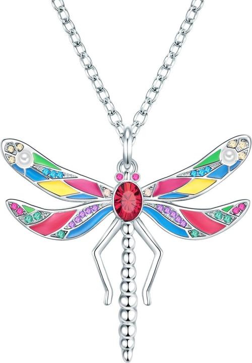Lulu & Jane Damen Libelle Messing verziert mit Kristallen von Swarovski® Perle (synth.) silber 61,0 cm - 29083 (Messing, 61 cm)