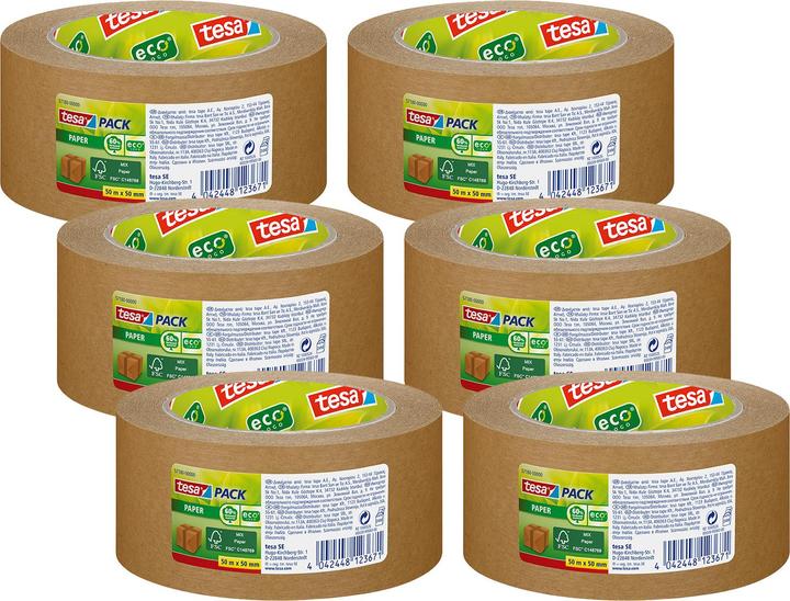 Produktbild tesa 6x tesapack PAPER ecoLogo Packband (50 mm)