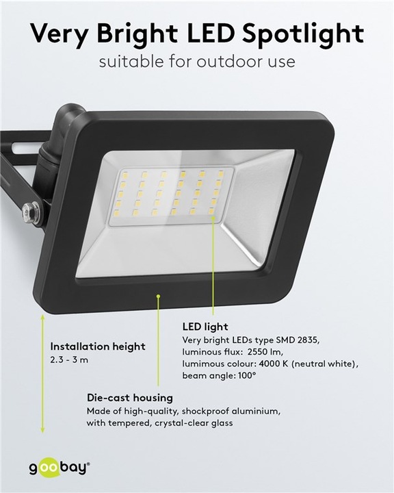 Produktbild Goobay Aussenstrahler (2560 lm, IP65)