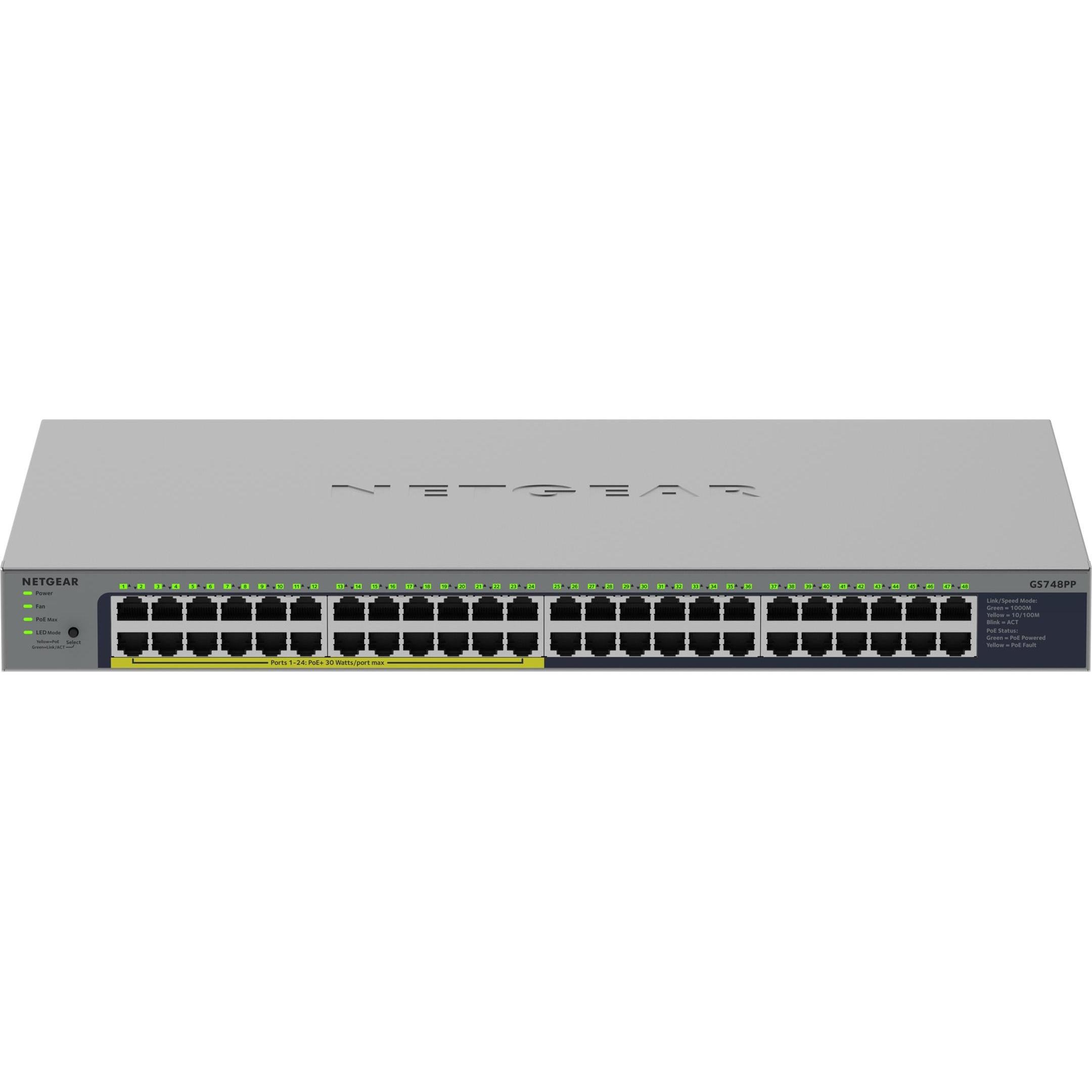 Netgear 48-Port 1g Unmanaged Poe Switch (48 Ports), Netzwerk Switch, Grau