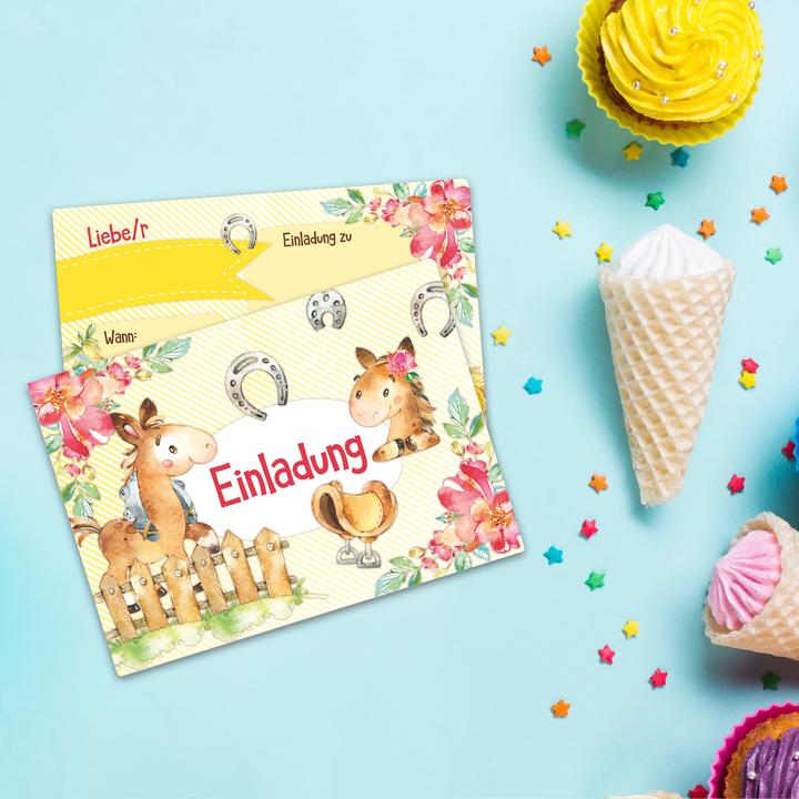 Produktbild Papierdrachen 12 Einladungskarten zum Geburtstag – Pferde (12 Stk.)