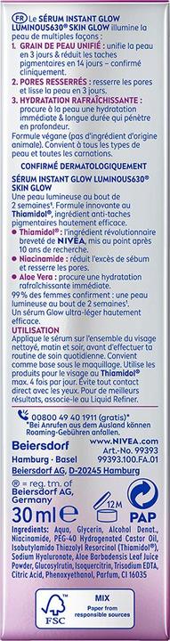 Immagine prodotto NIVEA Luminous630® Skin Glow Instant Glow Serum (30 ml)