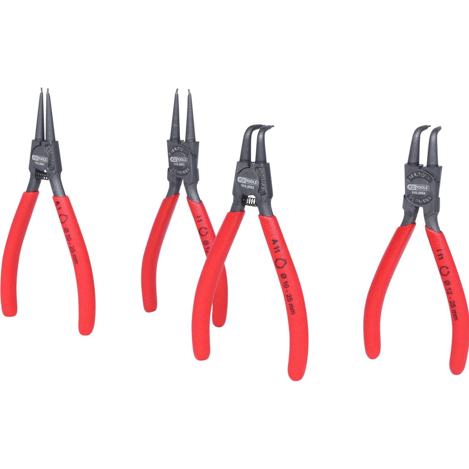 KS Tools, Zange, Sicherungszangen-Satz, 90° gewinkelt, 4 Teile (132 mm)