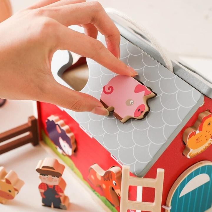 Produktbild Activity Board Holzscheune, Puzzle-Spielzeug, Lernspielzeug, Baby-Bauernhof, Vorspielen, Baby-Geschenk