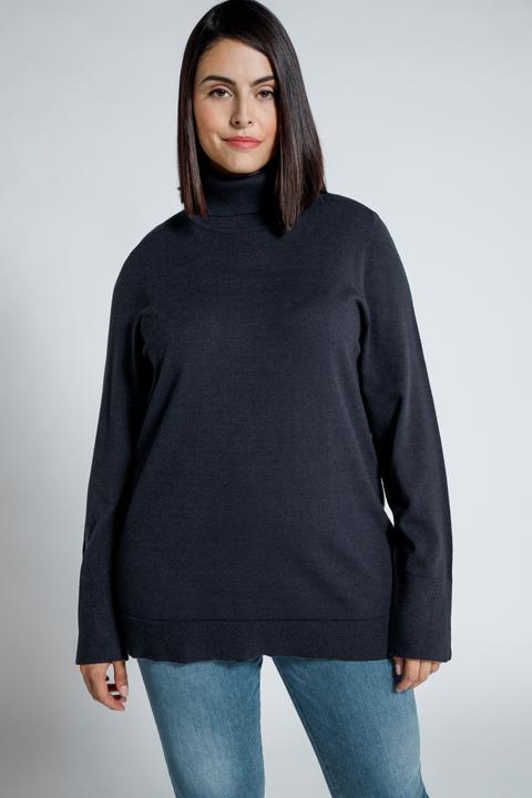 Produktbild Ulla Popken Rollkragenpullover, breite Rippbündchen, Langarm (50, 52)